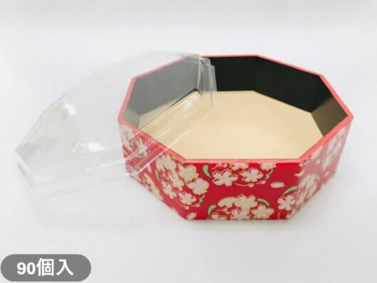 【折箱】八角5.1寸 らんまん赤 蓋付（90個入）