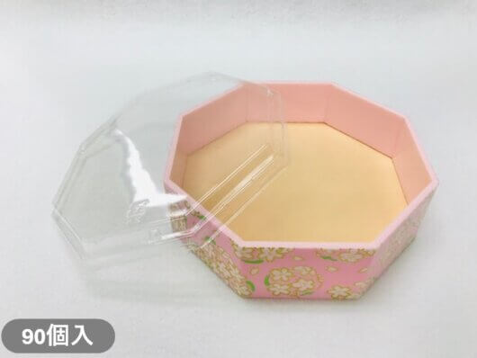 【折箱】八角5.1寸 らんまんピンク 蓋付（90個入）