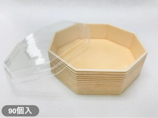 【折箱】八角5.1寸 杉 透明蓋付（90個入）